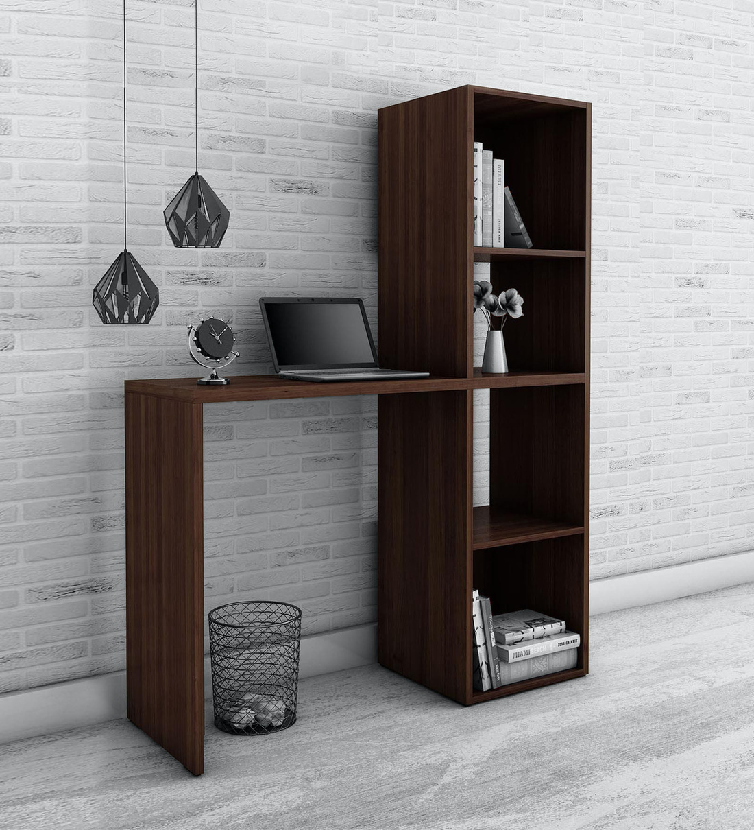 Buy Kishi Study Desk With Book Shelf In Nut Brown Finish Mintwud By Pepperfry Online Modern Writing Tables Tables Furniture Pepperfry Product