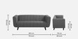 Kiki Fabric 3 Seater Sofa in Graphite Grey Colour