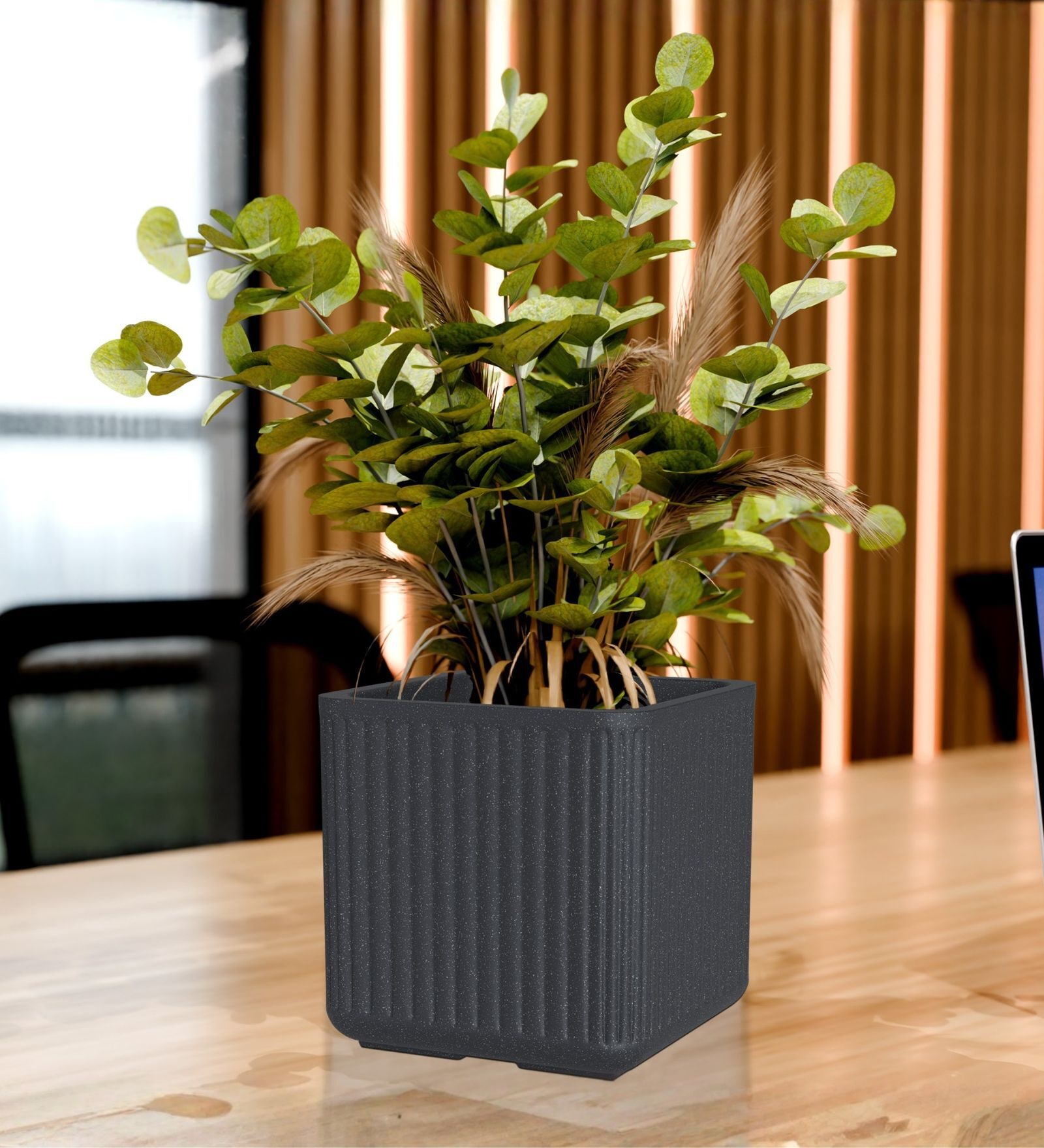KIA SQ Grey 10 Inch German Polymer Round Plant Container