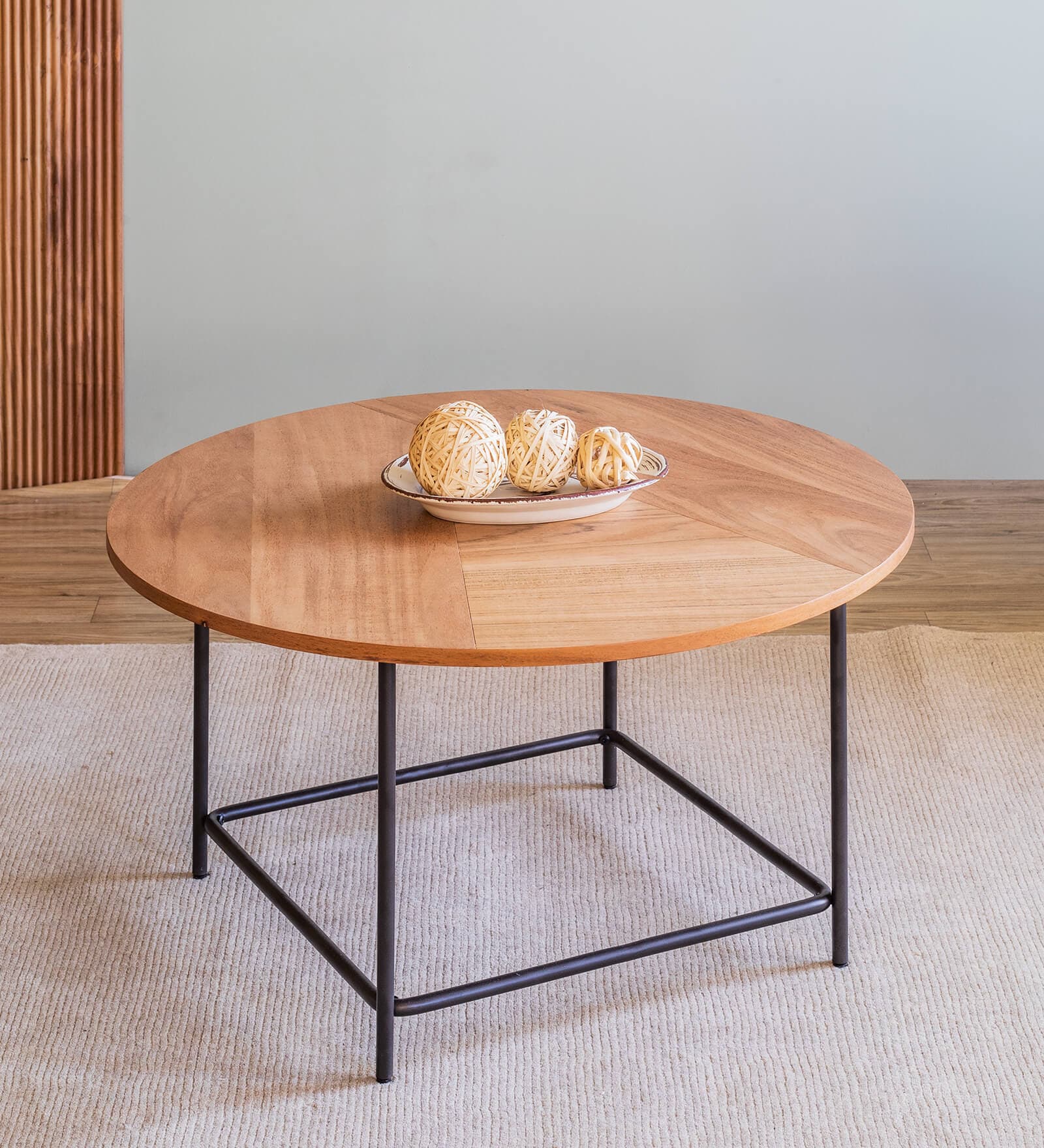 Kiara Wood Top Coffee Table In Black Finish