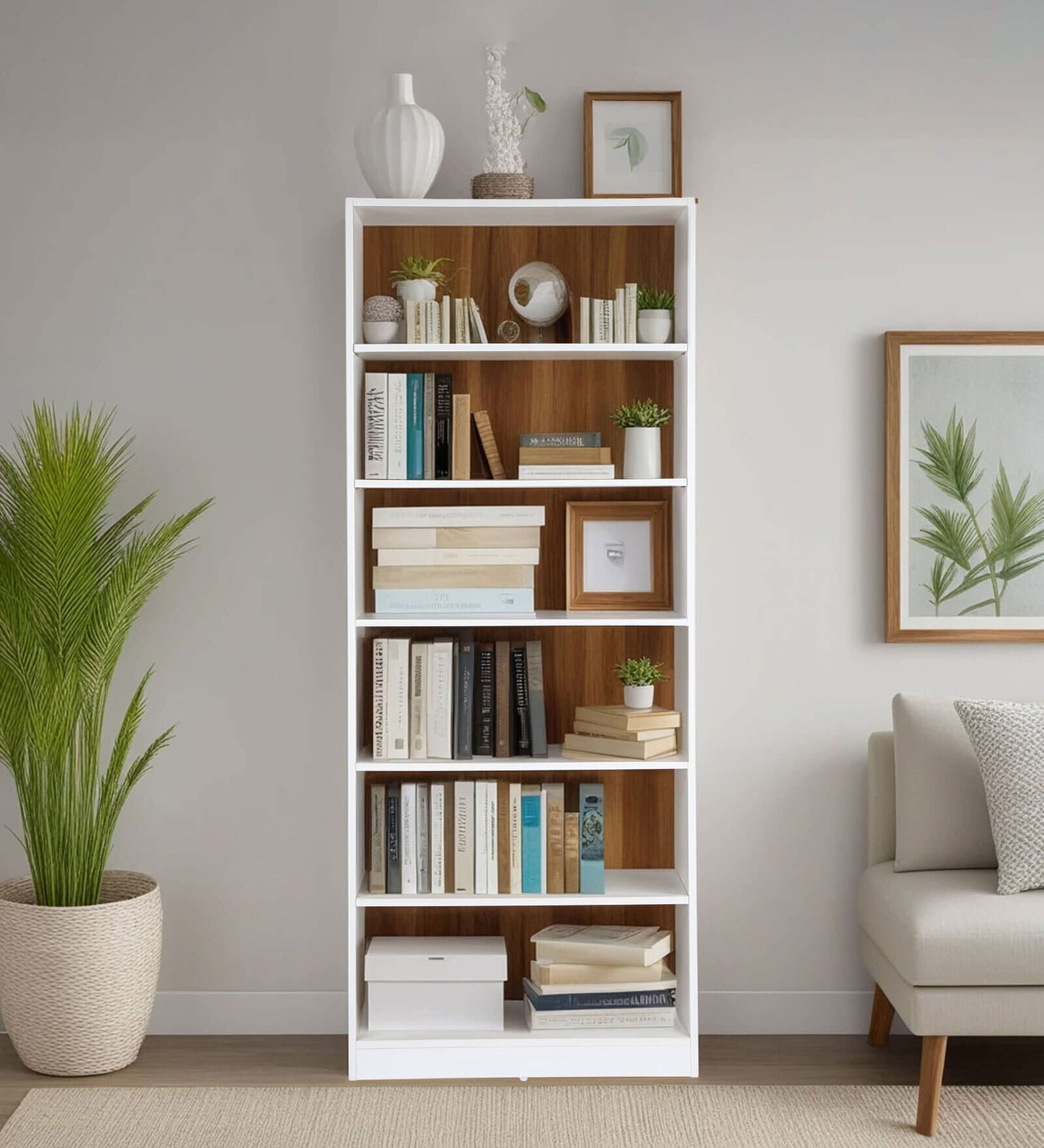 Kibo 6-Tier Bookshelf In Lyon Walnut Finish