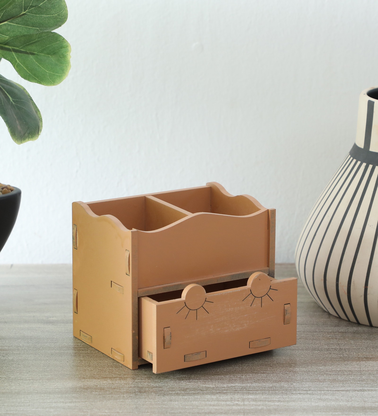 Kids Box Cat MDF Accessory Holders Brown