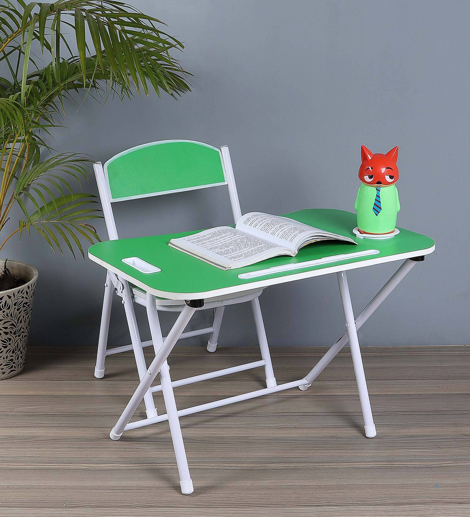 Kids Metal Activity Table in Green Colour With Chair