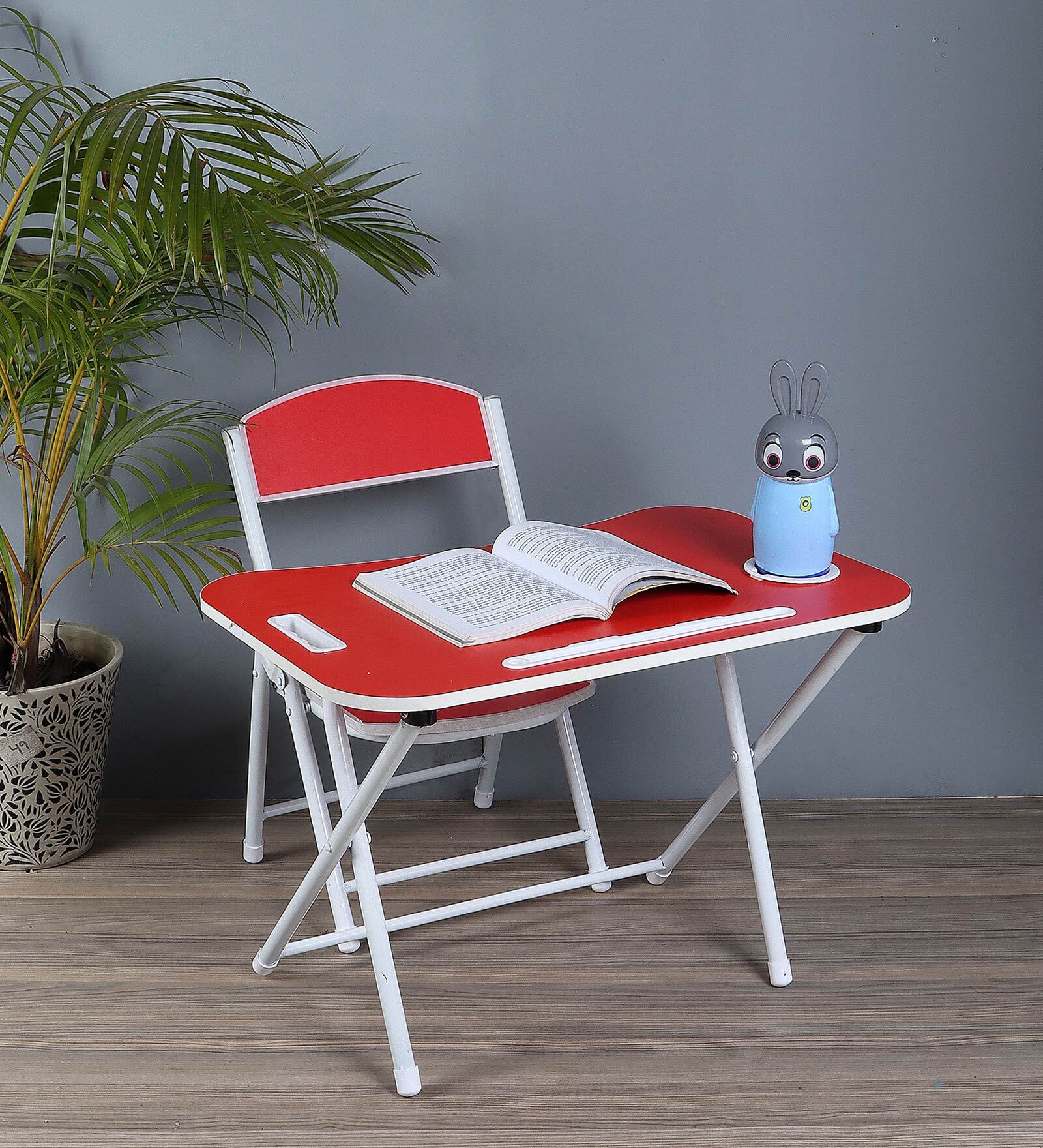 Kids Metal Activity Table in Red Colour With Chair