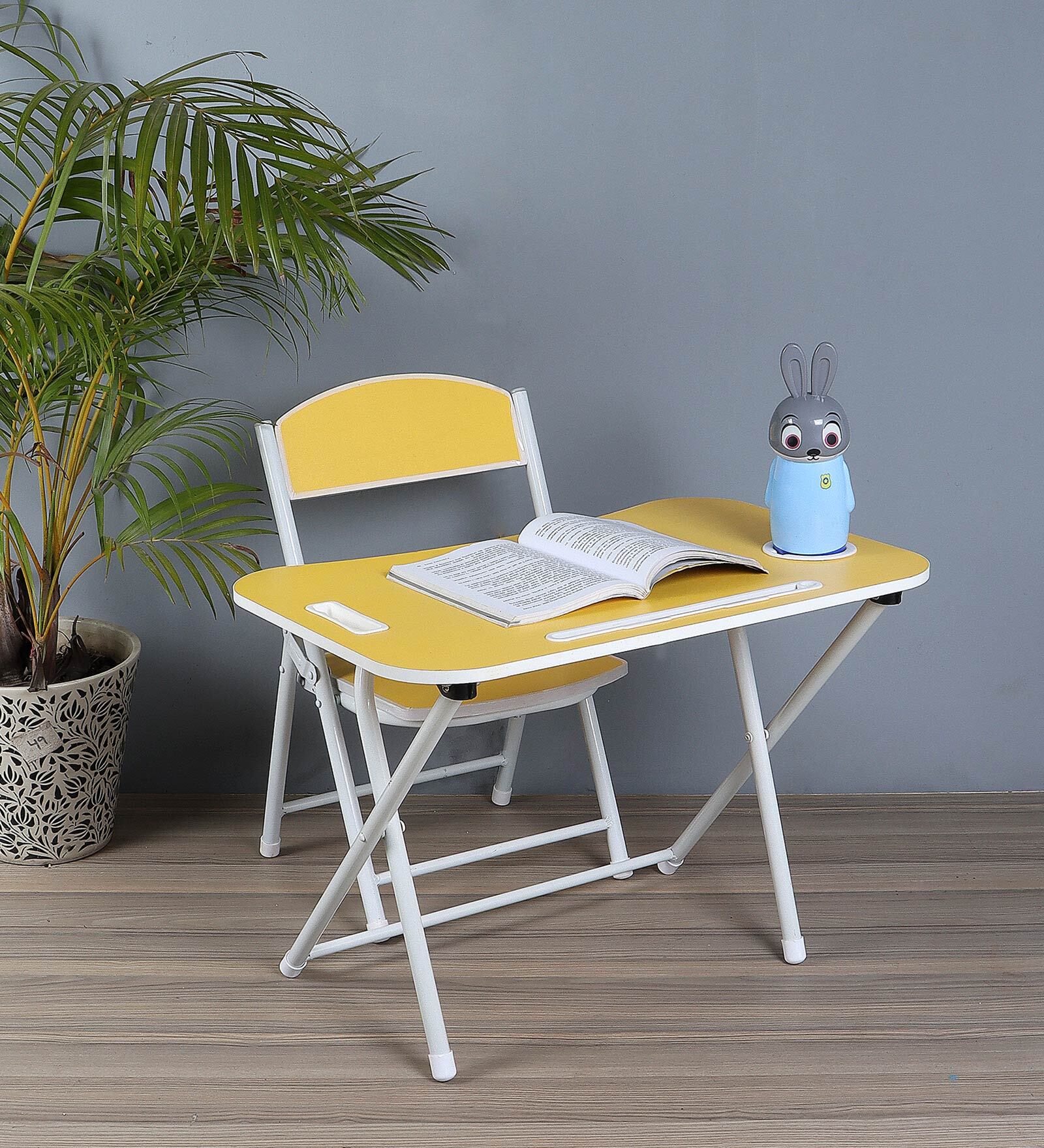 Kids Metal Activity Table in Yellow Colour With Chair