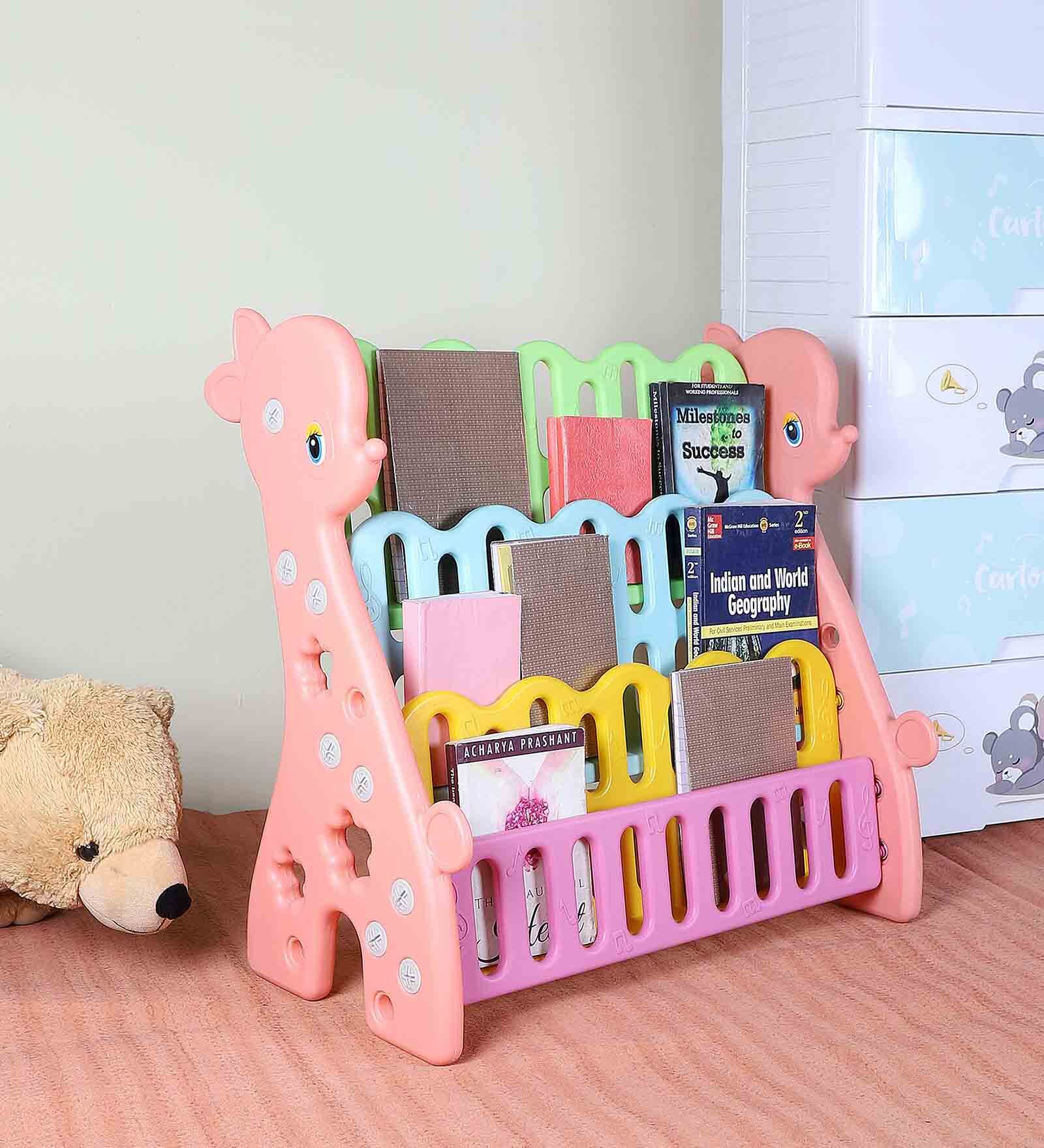 Plastic Kids Bookshelf in Pink & Multi Colour Plastic Kids Bookshelf in Pink & Multi Colour