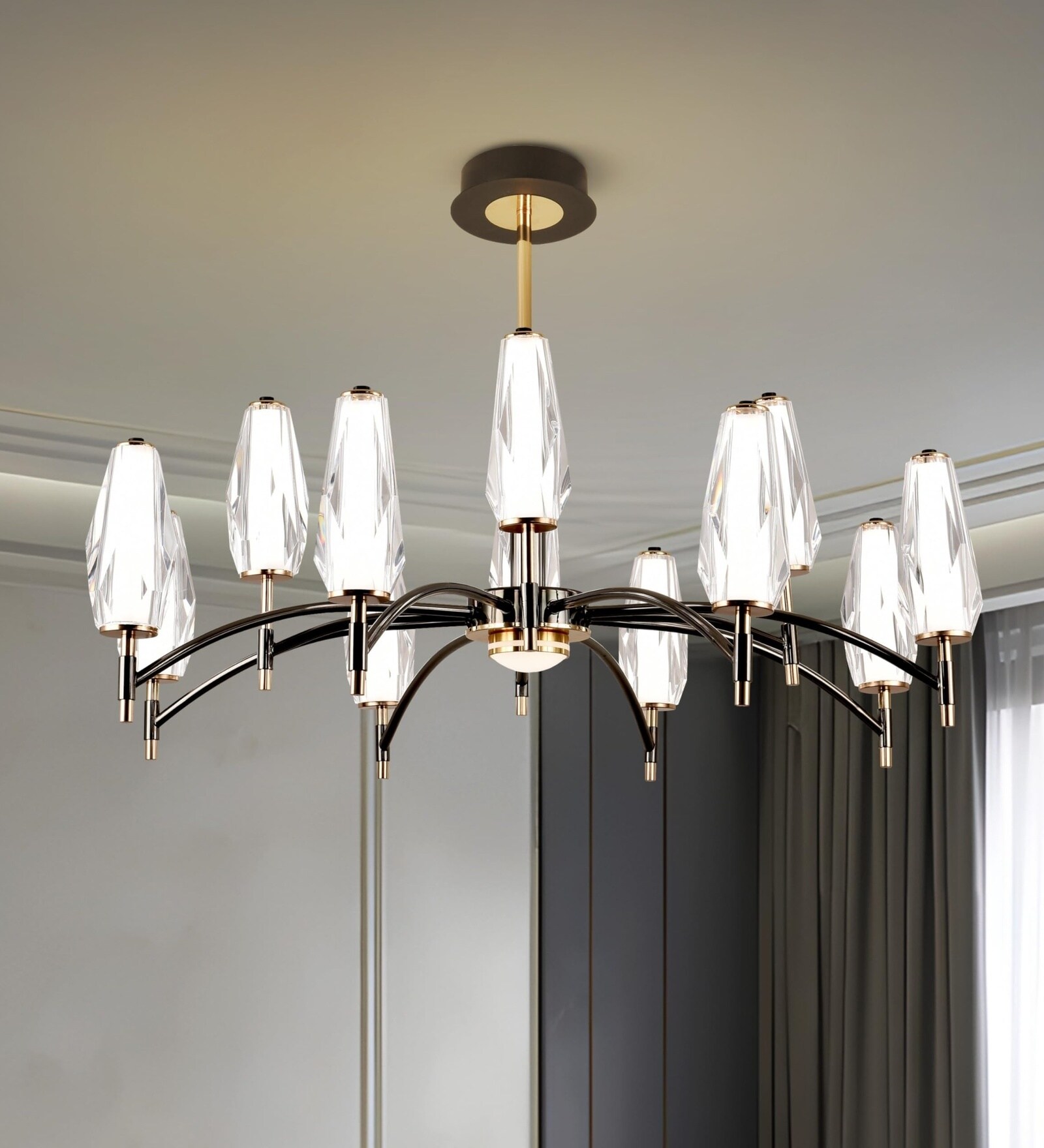 Kieve| 90 Cm | Google & Alexa | Height Adjustable | 3 Light Mode | Modern LED Ceiling Chandelier for Living Room, Dining, Bedroom, Hall, Kitchen, Office,Luxury Decorative Lighting