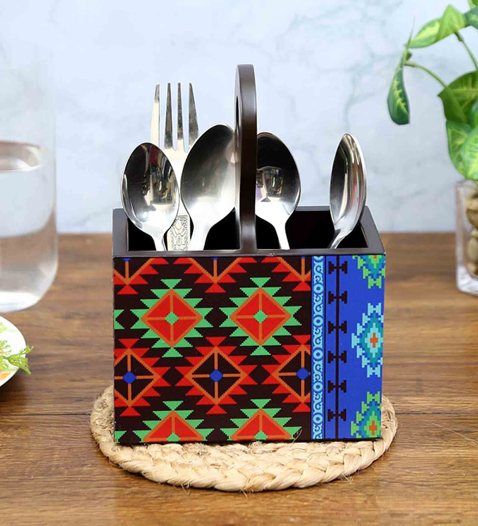 Kilim Multicolour MDF Cutlery Holder