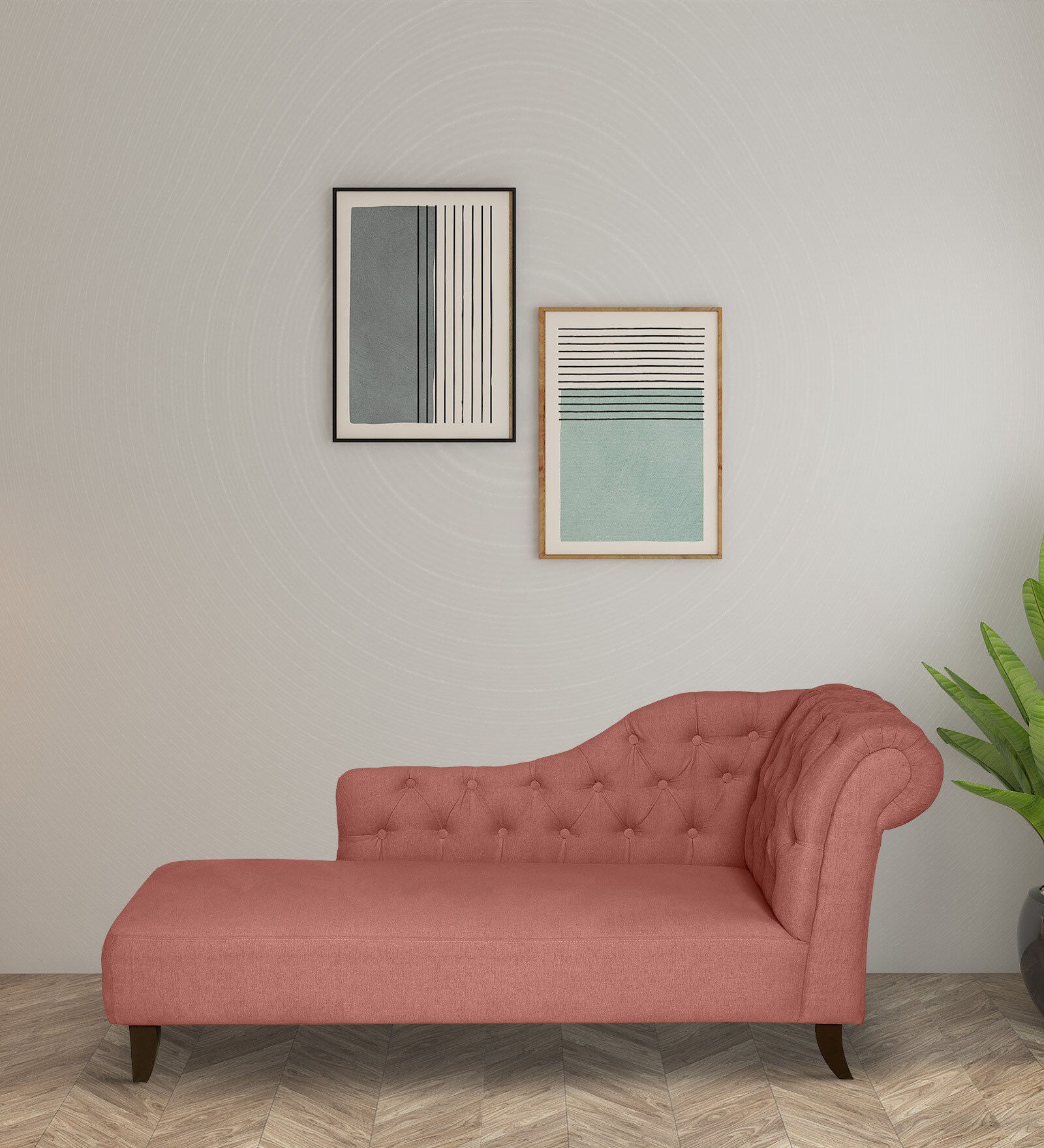 Buy Eaton Velvet Chaise Lounger in Blush Pink Colour at 13 OFF by