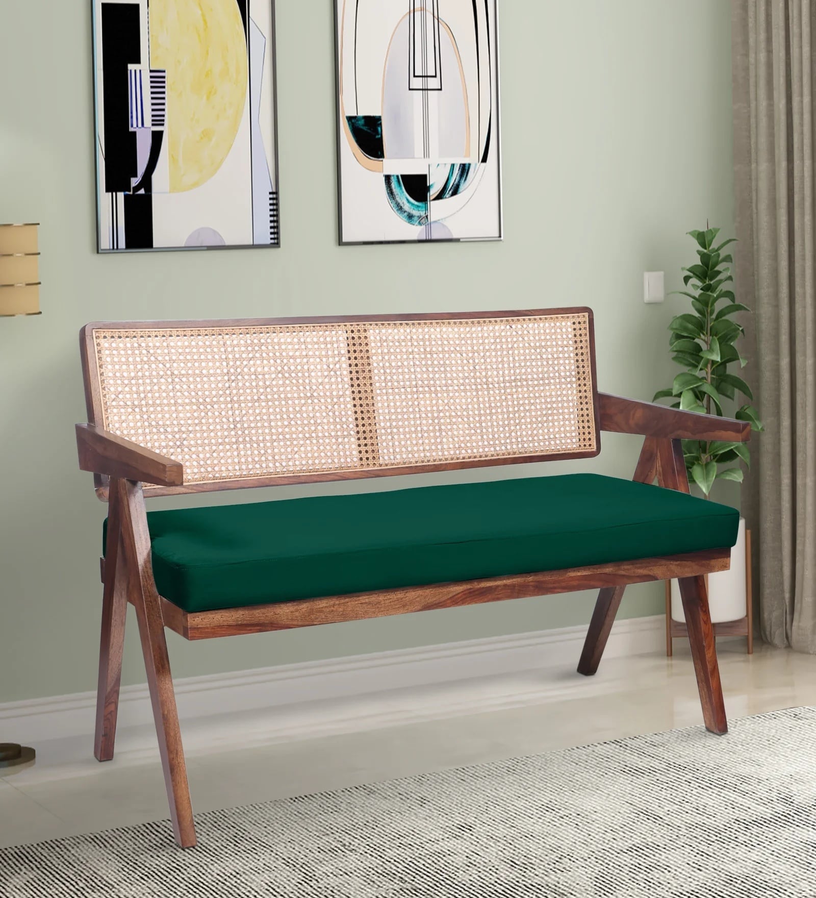 Kimber 2 Seater Rattan Bench in Intense Green Colour