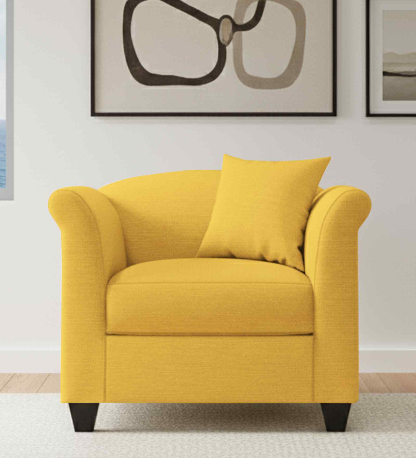 Kimber Fabric 1 Seater Sofa in Hazel Beige