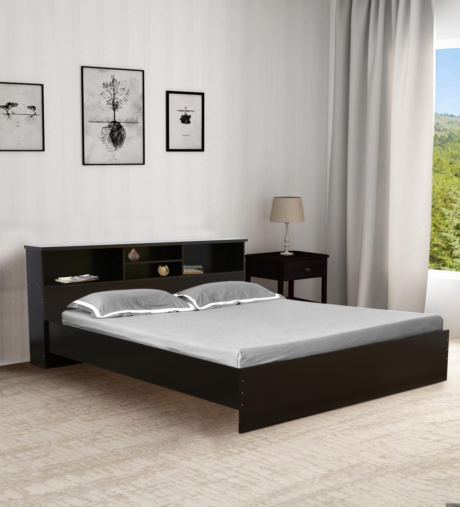 Buy Kimura King Size Bed in Tobacco Finish Mintwud by Pepperfry