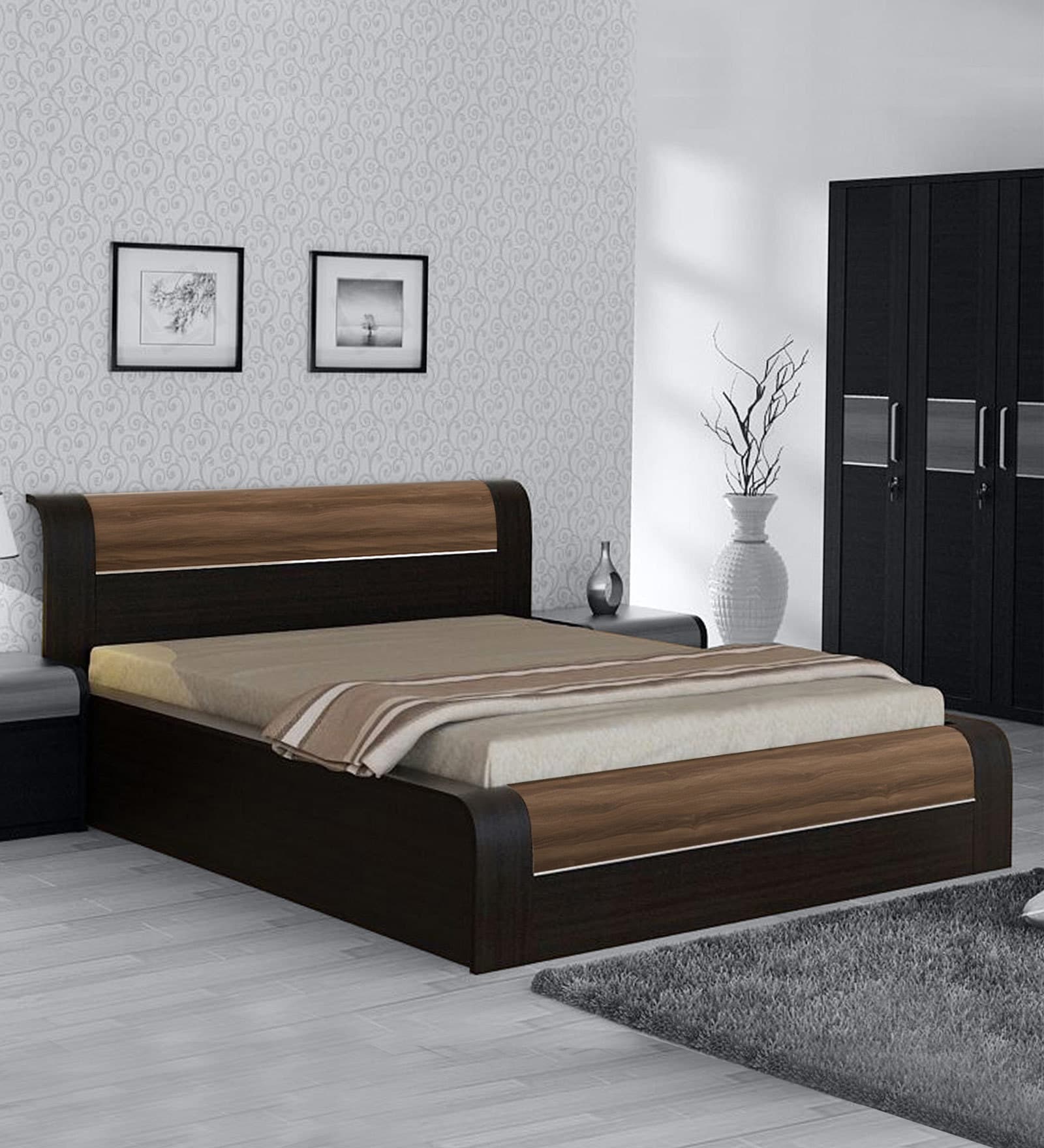 Buy ML Amazon King Size Bed in Natural Wenge Woodpore Finish with