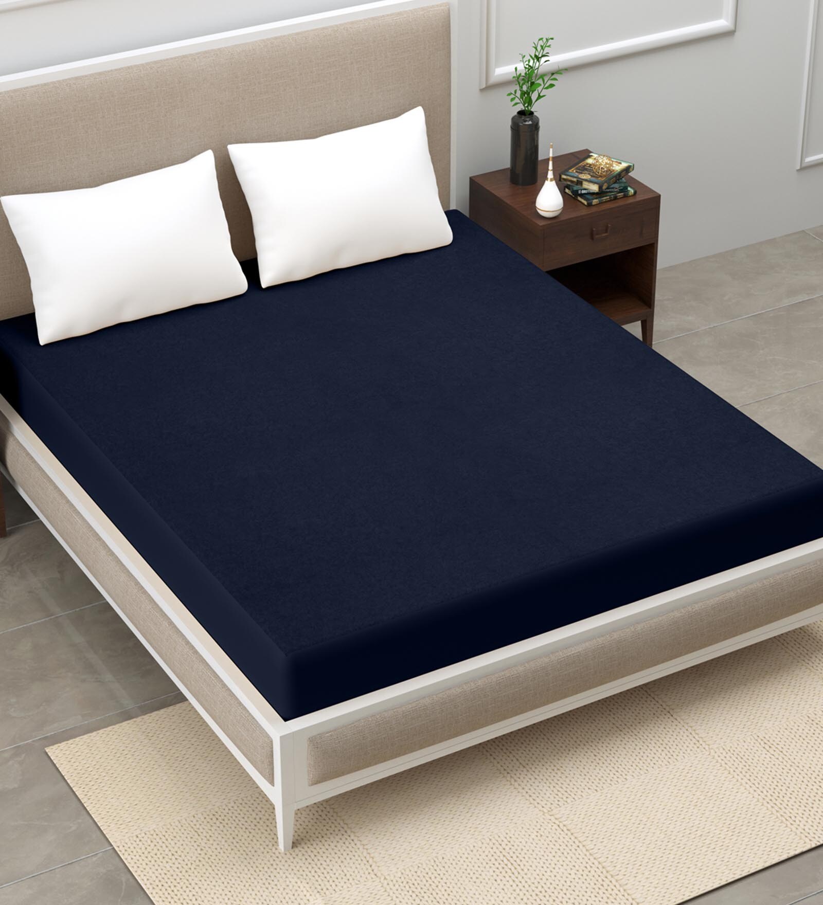 Buy Terry (78x72) Terry Cotton King Size Mattress Protector in Dark