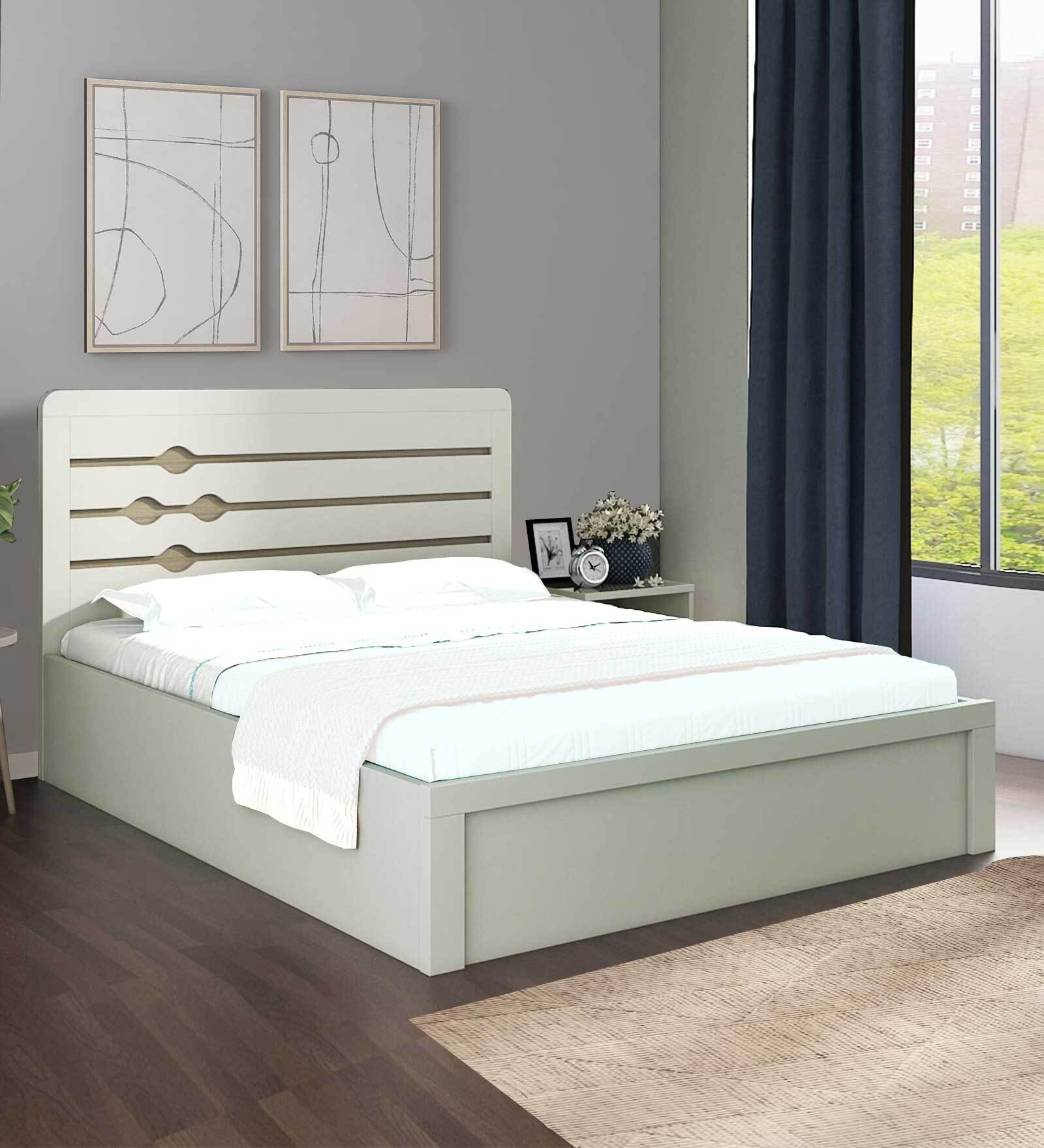 Kingston Queen Size Bed in White Finish with Box Storage