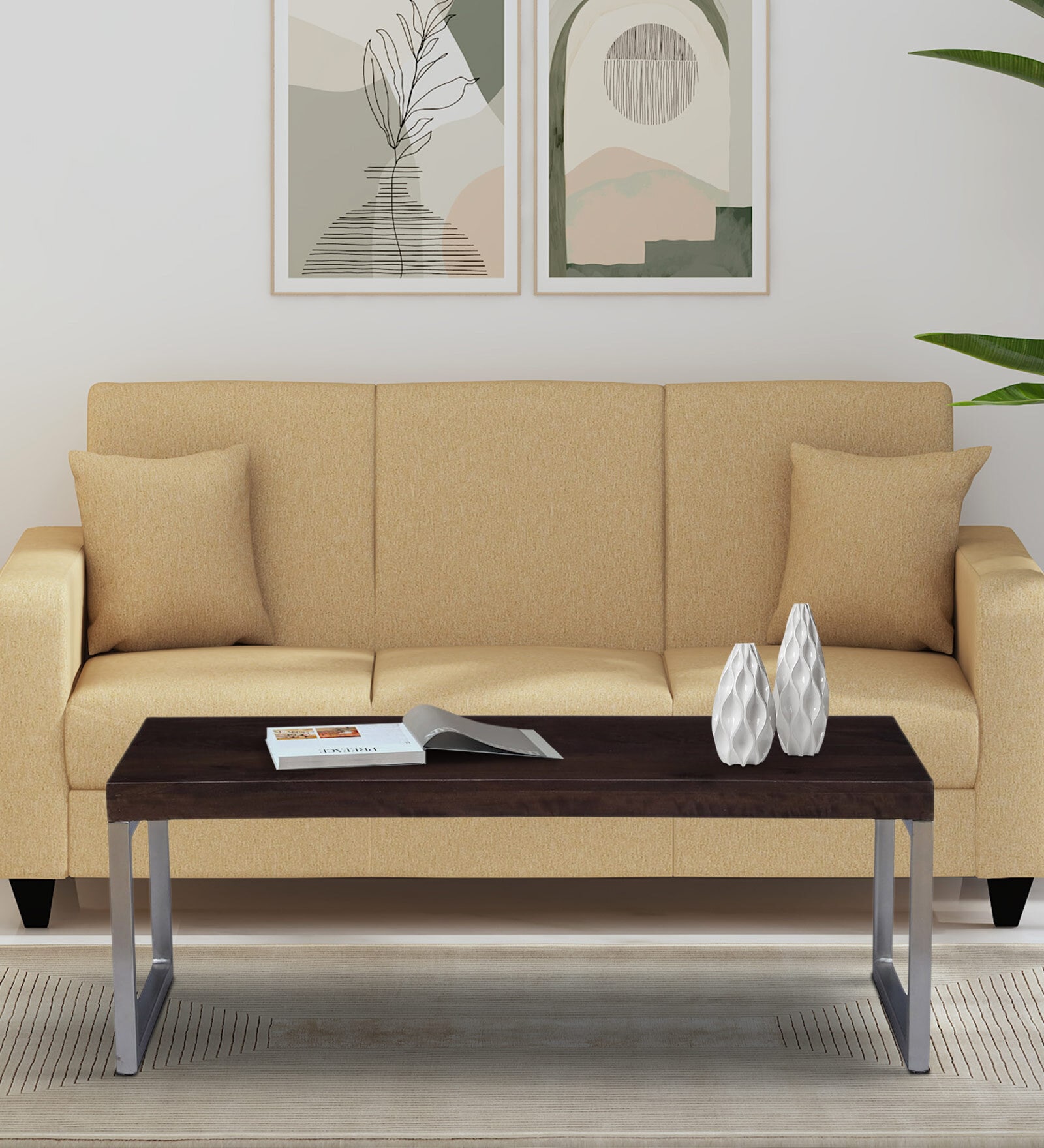 Kingston Solid Wood Coffee Table In Walnut Finish & Chrome Base