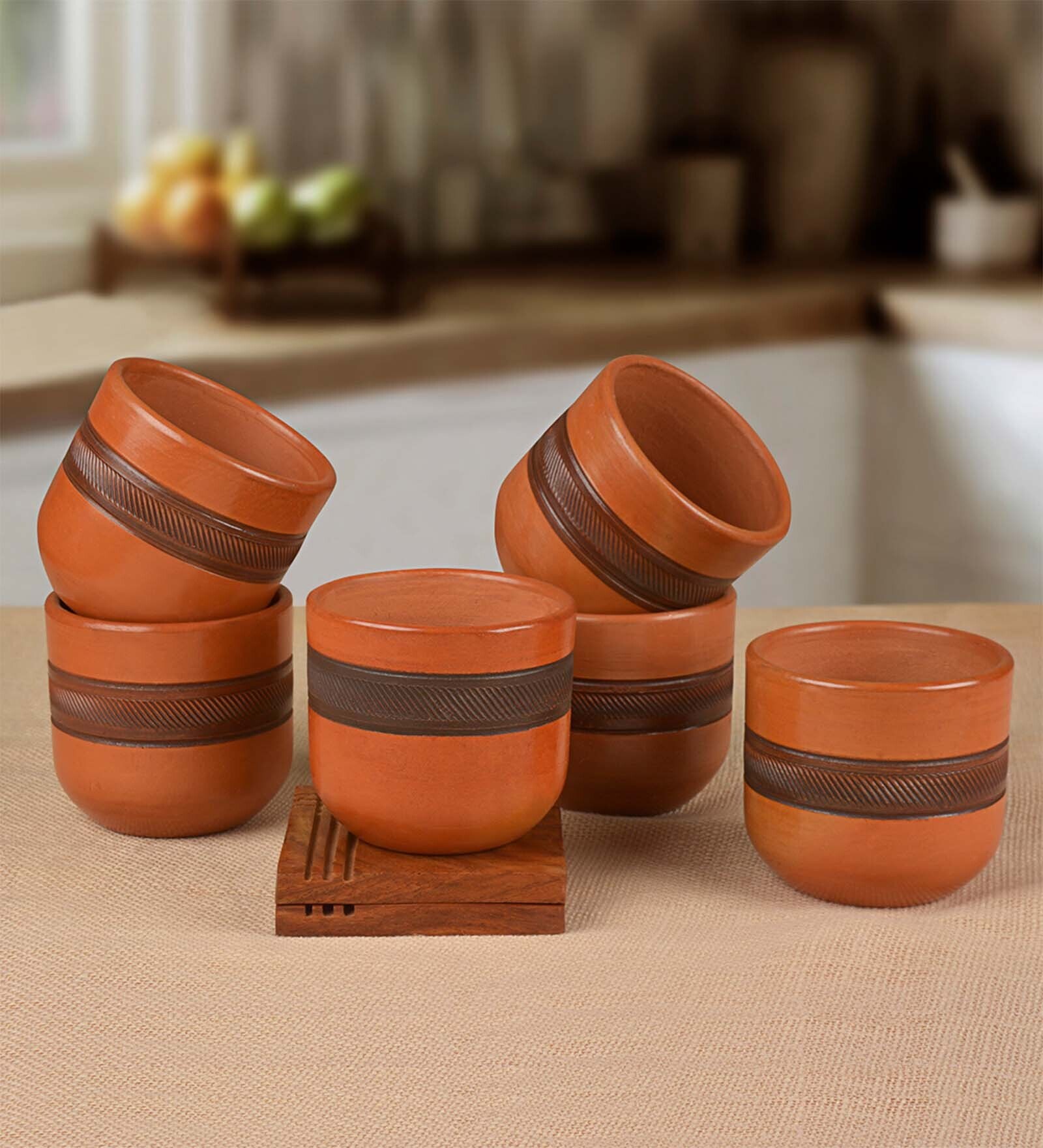 Neer 200ml Brown (Set of 6) Glass Tea Khullad