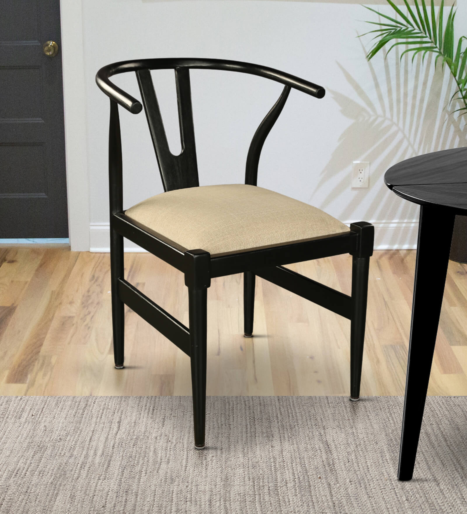 Kira Solid Wood Dining Chair In Black Colour