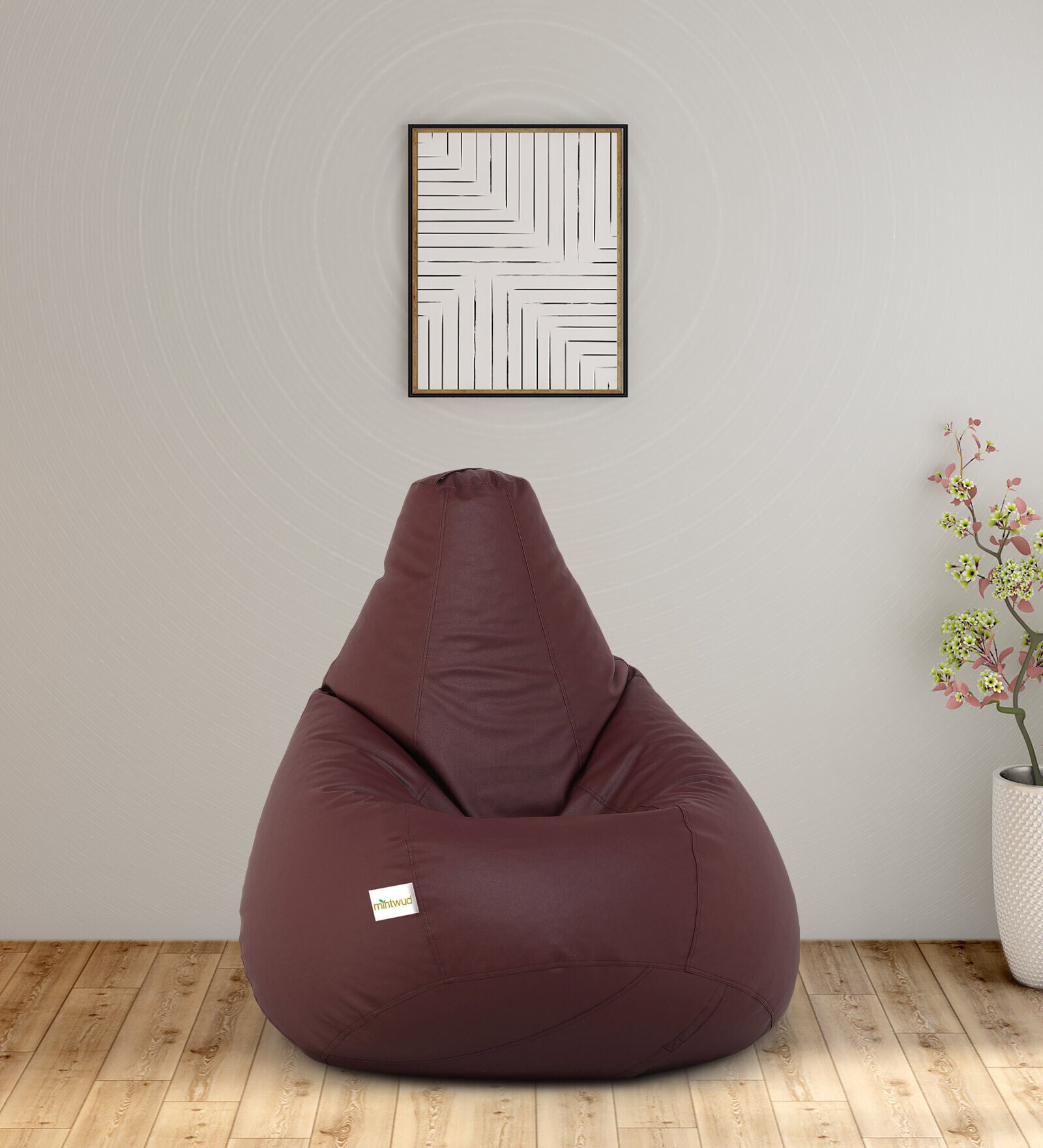 Buy Kitaro XXXL Leatherette Bean Bag with Beans in Maroon Colour at 33