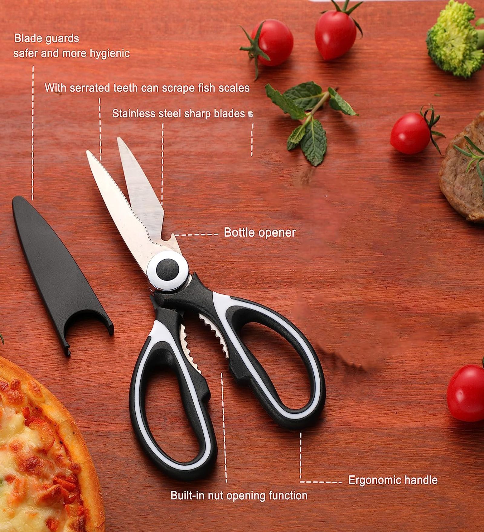 Kitchen Multipurpose Stainless Steel Scissor (Black & White) Kitchen Multipurpose Stainless Steel Scissor (Black & White)