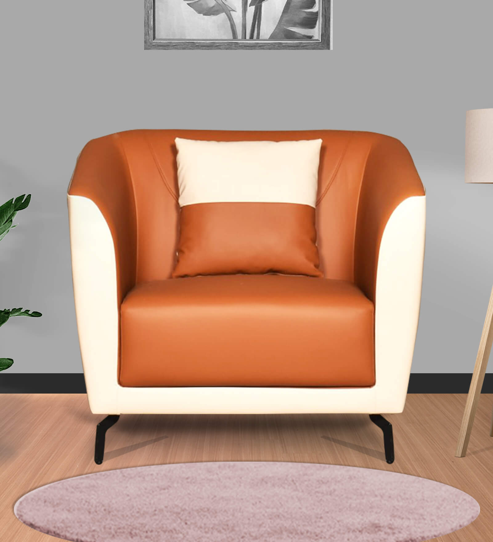 Kiyo 1 Seater Sofa Tan & Cream Colour