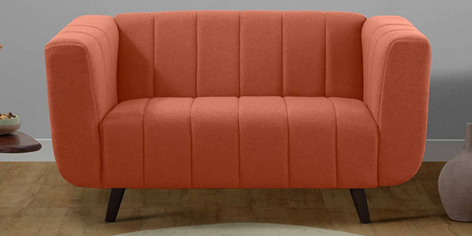 Kiki Fabric 2 Seater Sofa in Lava Orange Colour