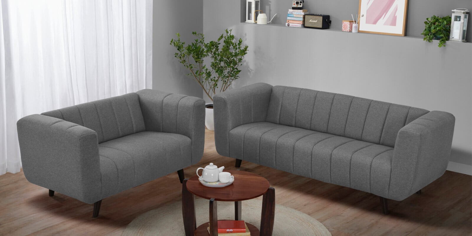 Kiki Sofa (3+2) In Graphite Grey Colour Kiki Sofa (3+2) In Graphite Grey Colour