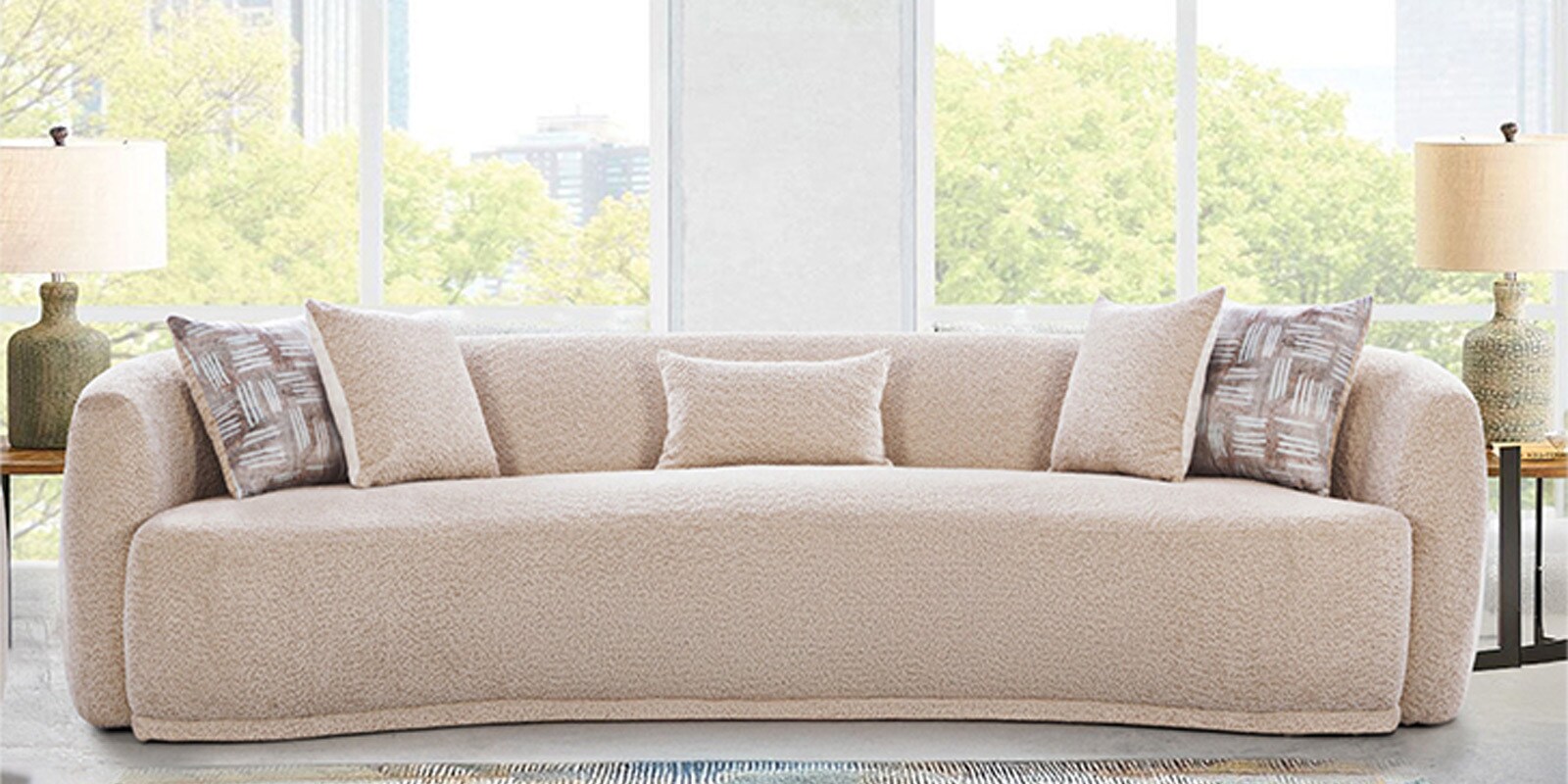 Kingman Fabric 4 Seater Sofa In Tavis Sand Colour