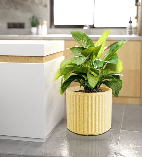 KIA RD Beige 12 Inch German Polymer Round Plant Container