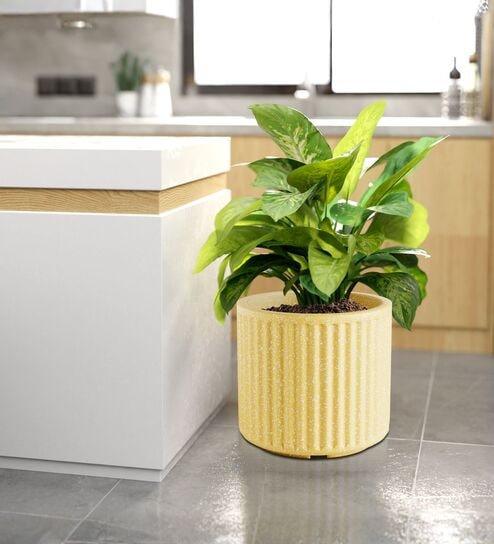 KIA RD Beige 15 Inch German Polymer Round Plant Container
