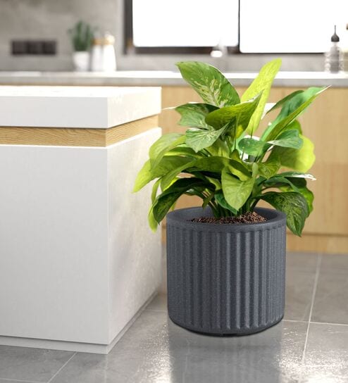 KIA RD Grey 12 Inch German Polymer Round Plant Container