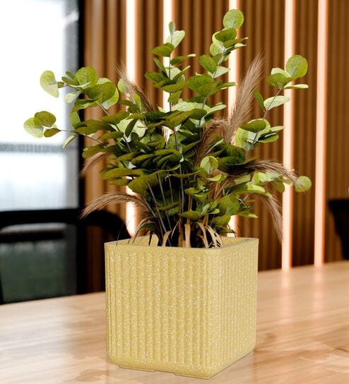KIA SQ Beige 10 Inch German Polymer Round Plant Container