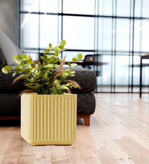 KIA SQ Beige 12 Inch German Polymer Round Plant Container