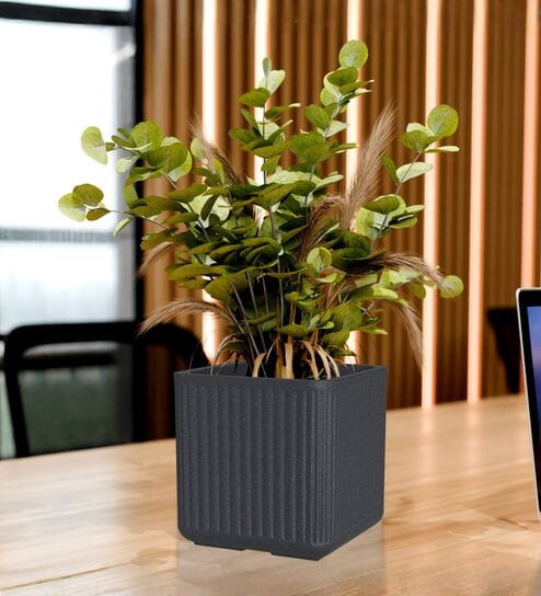 KIA SQ Grey 8 Inch German Polymer Round Plant Container