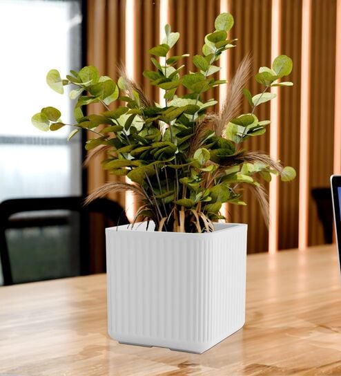 KIA SQ White 10 Inch German Polymer Round Plant Container