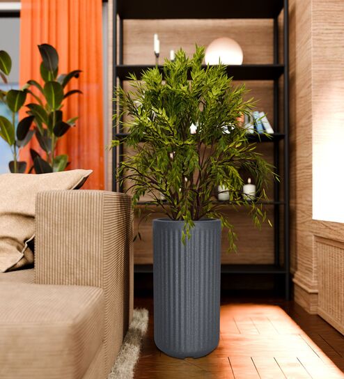 KIA TALL Grey 24 Inch German Polymer Round Plant Container