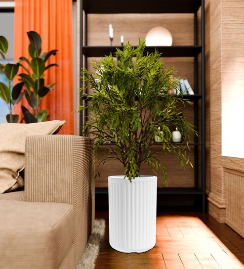 KIA TALL White 18 Inch German Polymer Round Plant Container