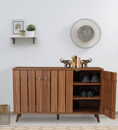 Kibo 12-Pairs Shoe Cabinet In Lyon Walnut Finish