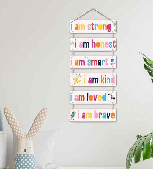 Kids Affirmations, I Am Smart Kind Strong Honest Brave Loved Wall Hanging