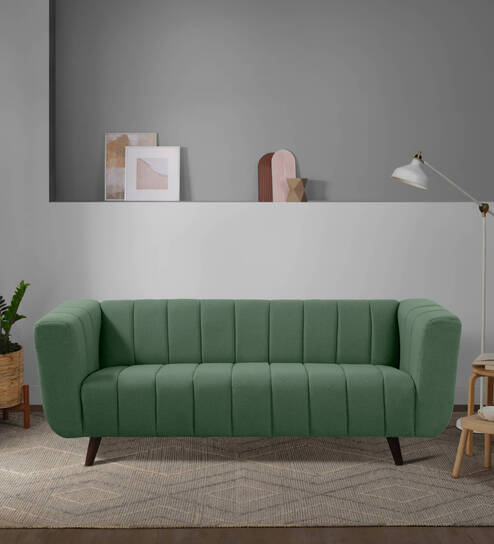 Kiki Fabric 3 Seater Sofa in Sapling Green Colour