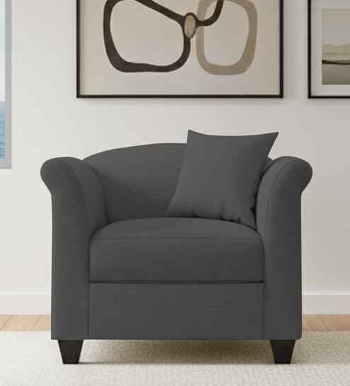 Kimber Fabric 1 Seater Sofa in Stone Grey By Febonic