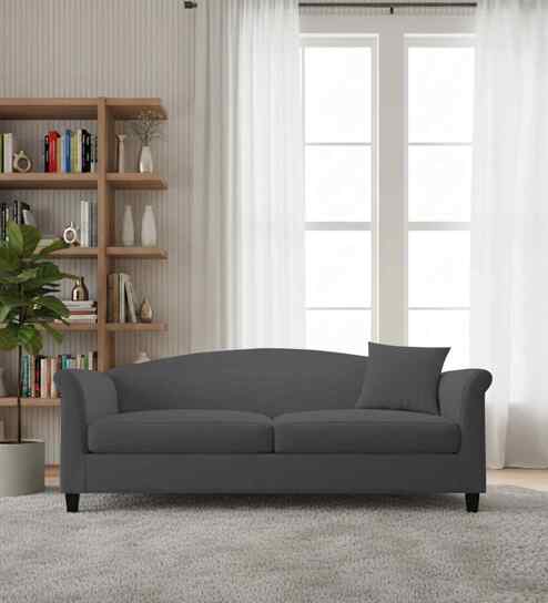 Kimber Fabric 3 Seater Sofa In Charcoal Grey Color