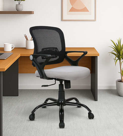 Kimura Mid Back Ergonomic Chair with Tilt Lock Mechanism in Grey Colour