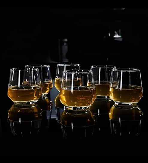 King Set of 6 Crystal Lead Free Glass 370ml Whiskey Glasses