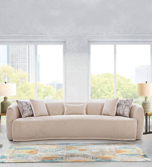 Kingman Fabric 4 Seater Sofa In Tavis Sand Colour