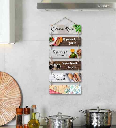 Kitchen Rule Home Decorative Wooden Wall Hanging for Living Room Kitchen