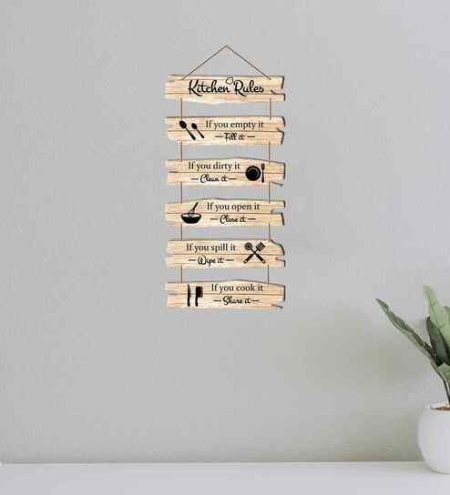 Funny Kitchen Rules Wooden Wall Hanging