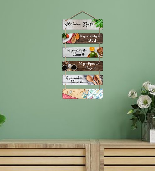 Modern Kitchen Rules Wooden Wall Hanging