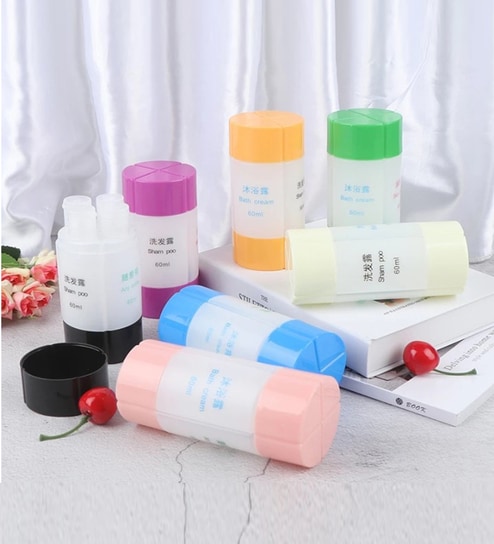 Travel 4 In 1 Shampoo Cream Lotion Storage Plastic Dispenser Bottle