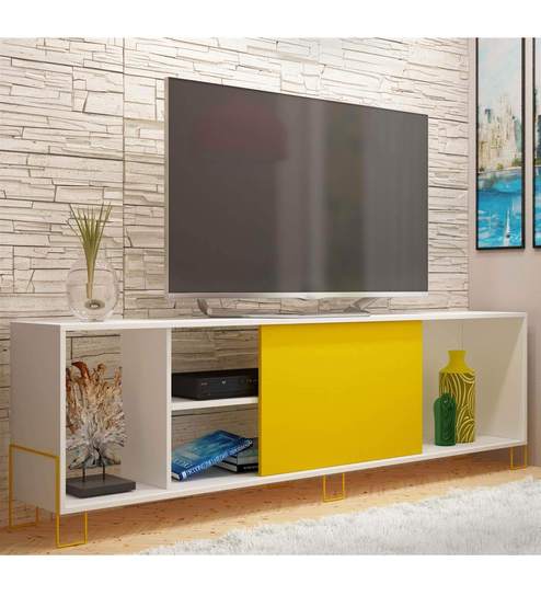 Kiwako Tv Unit In White Yellow Finish By Mintwud